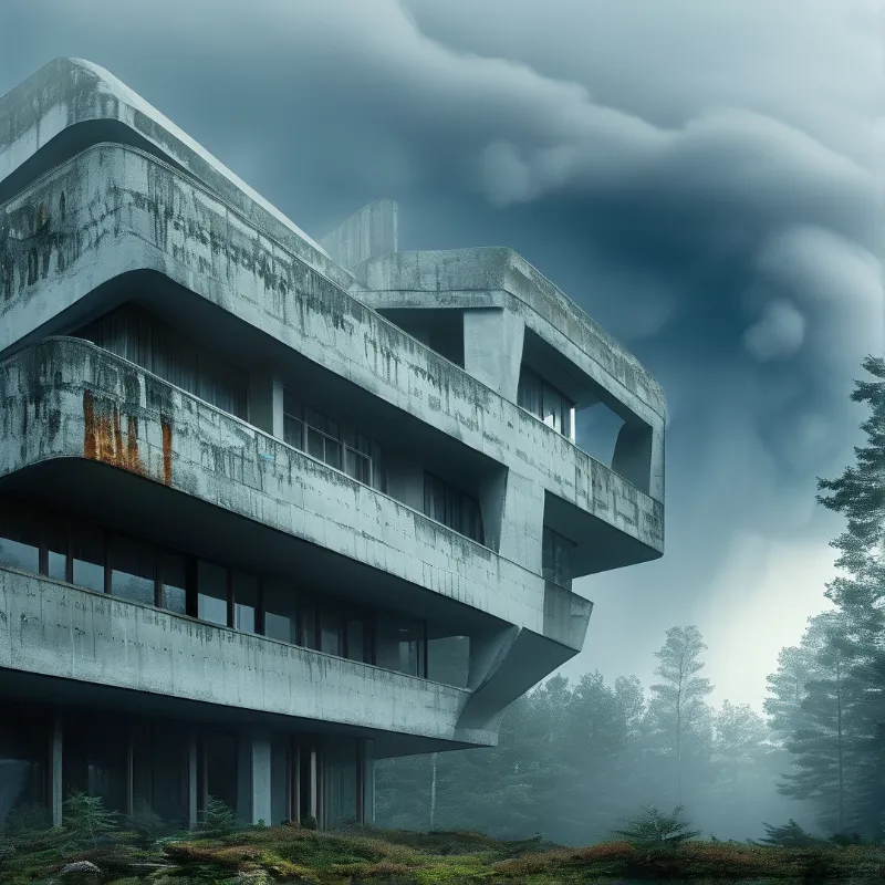 Misty Brutalist Structure