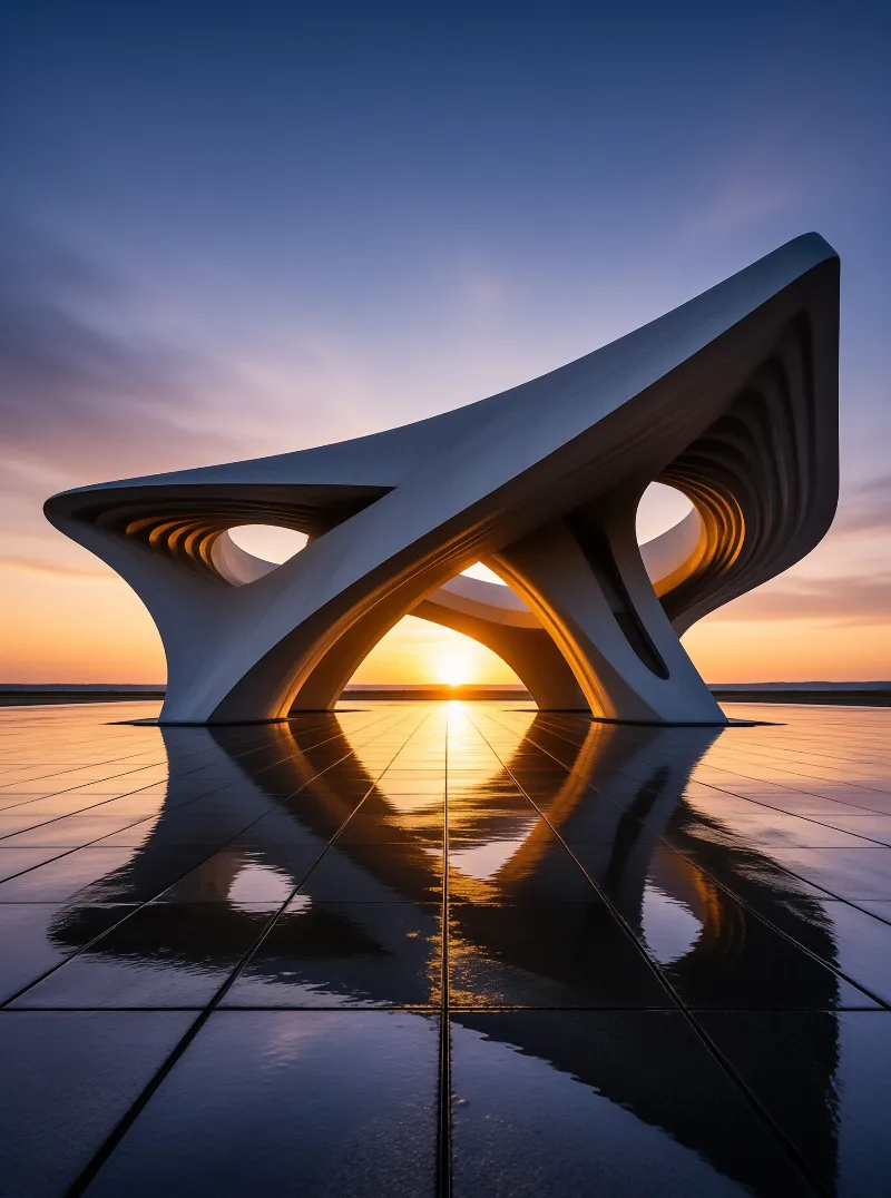 Parametric Pavilion in Sunset Light
