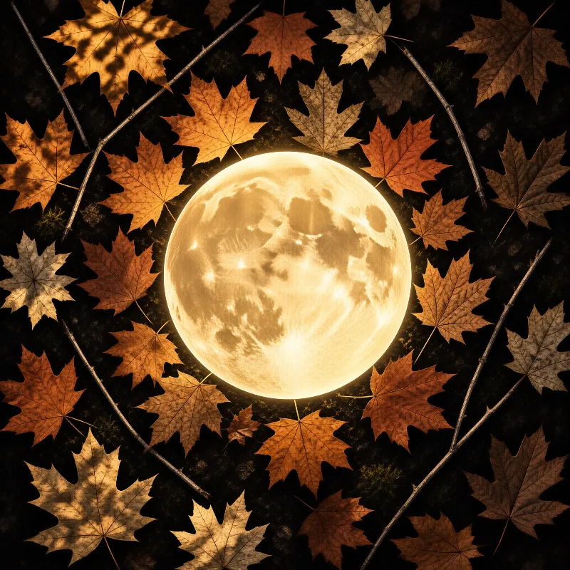 Full Moon Autumn Leaves