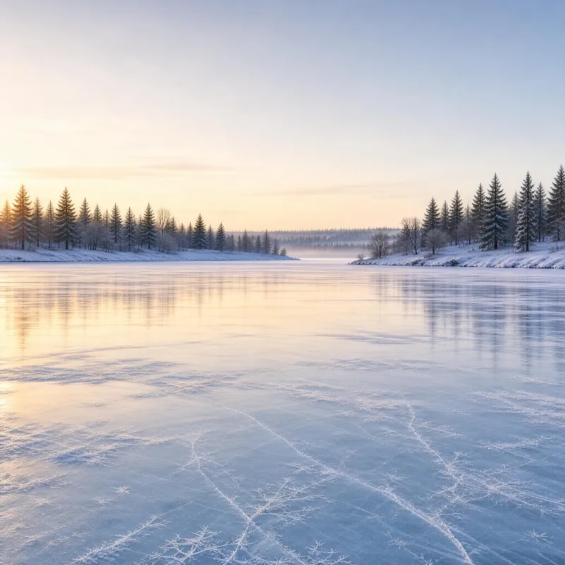 Frozen Lake at Sunrise
