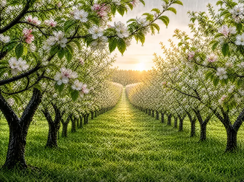 Rainy Spring Orchard