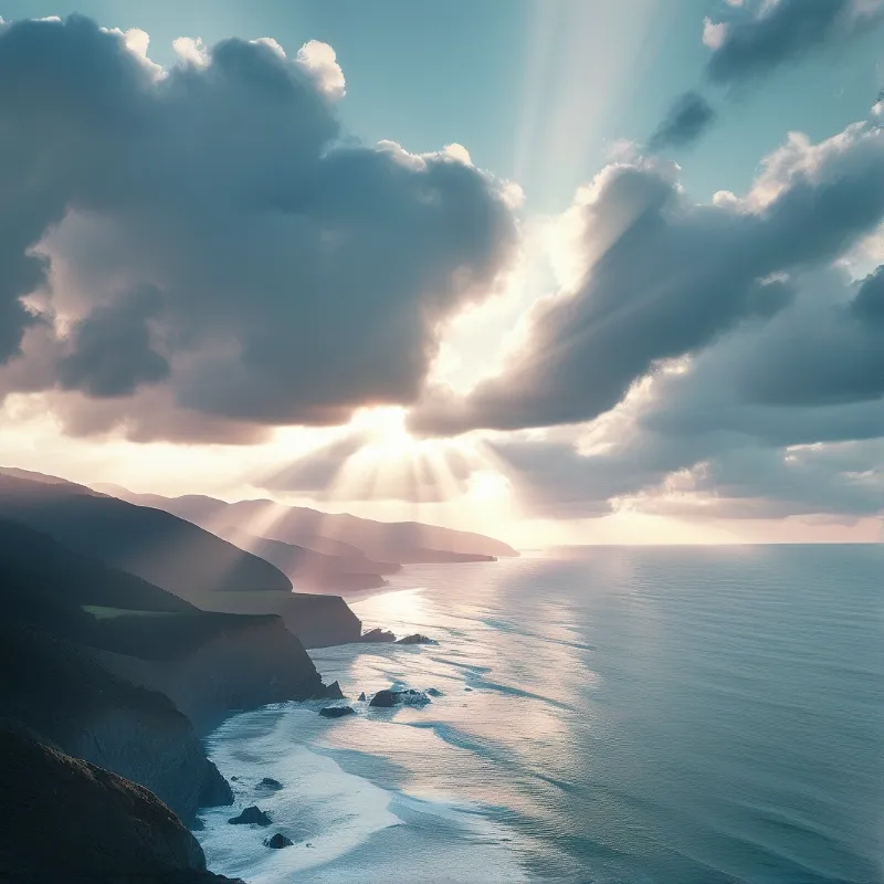 Sunbeams Over Coastline