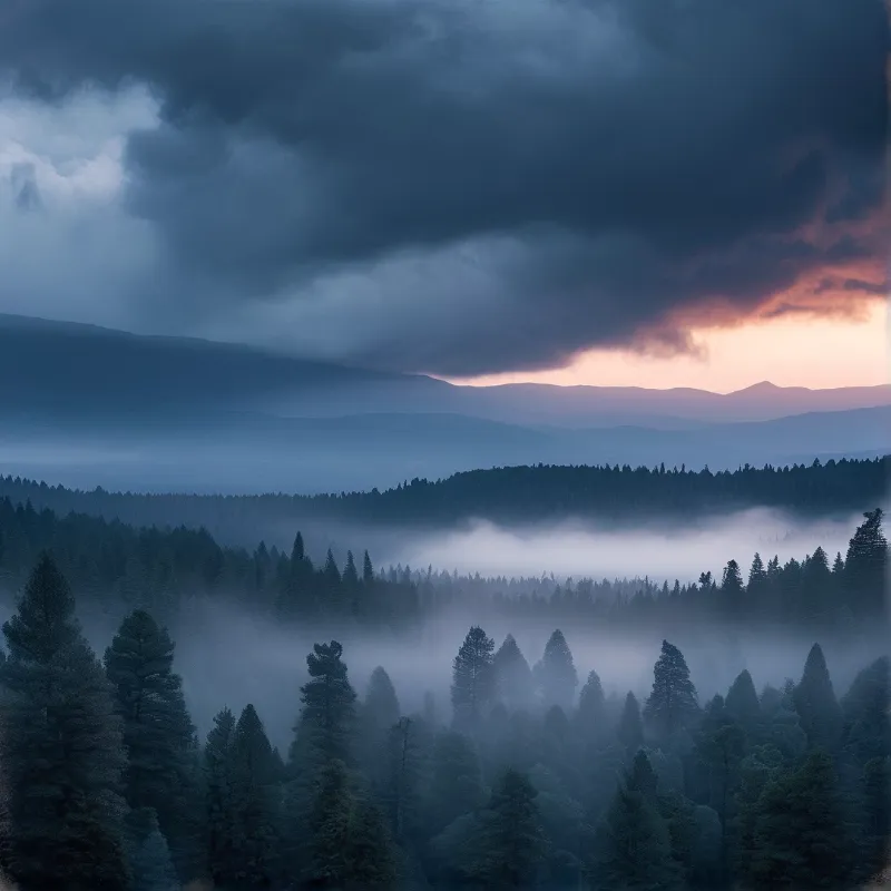 Misty Mountain Forest Scene