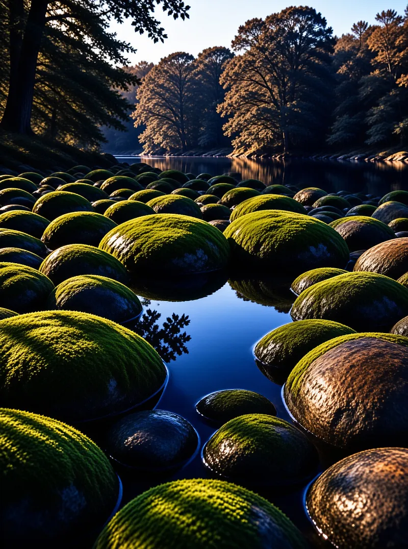 Mossy River Stones