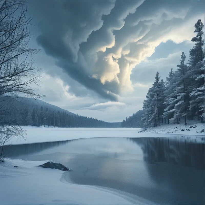 Frozen Lake Winter Scene