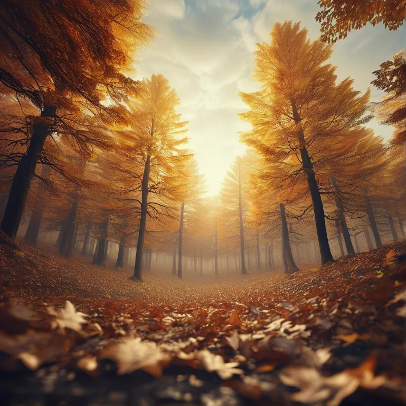 Sunlit Autumn Forest Path