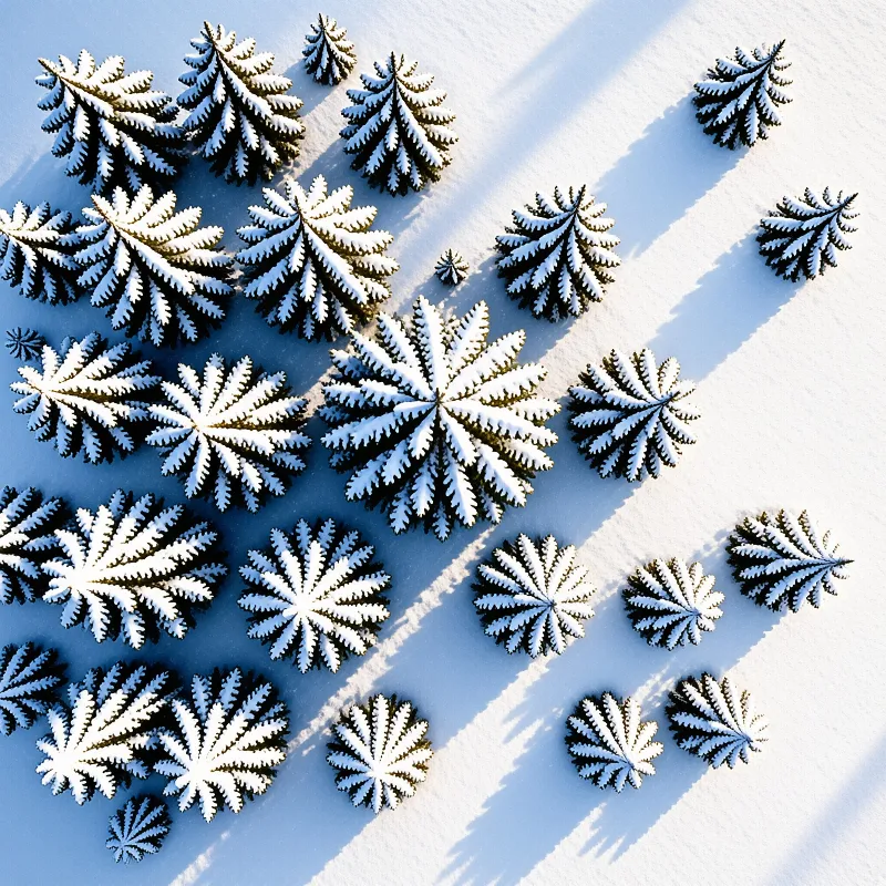 Snow-Covered Shrubs Aerial