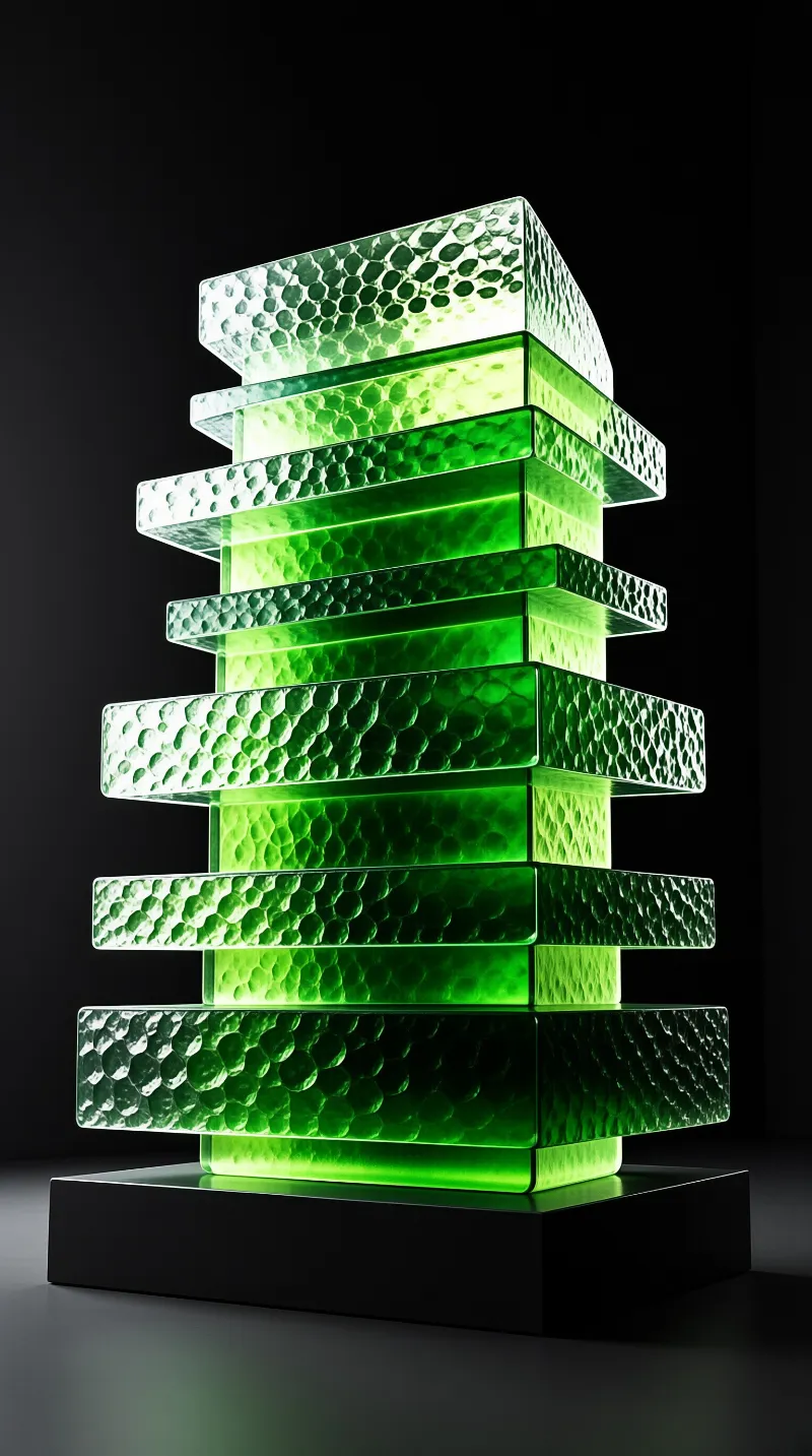 Luminous Green Glass Stack