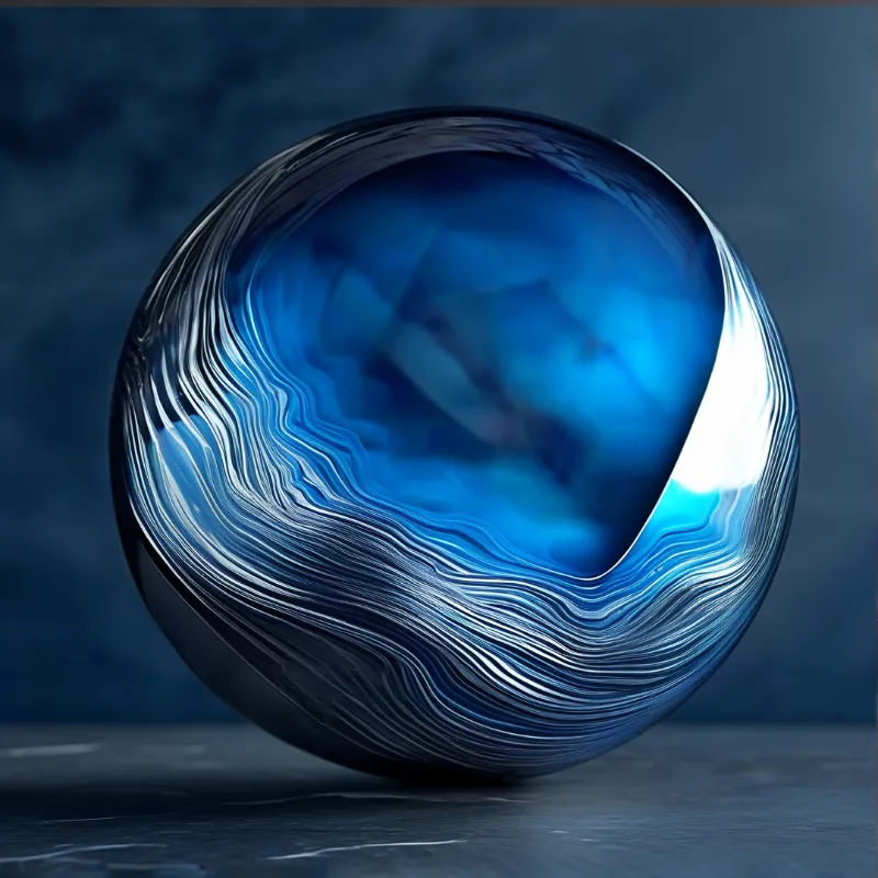 Swirling Blue Glass Sphere