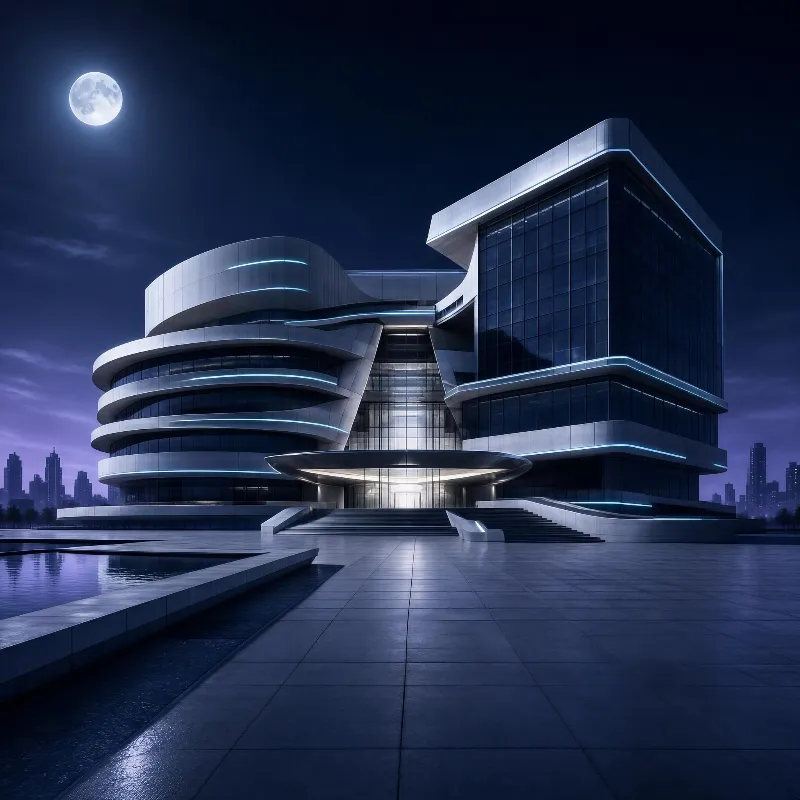 Futuristic Building at Night