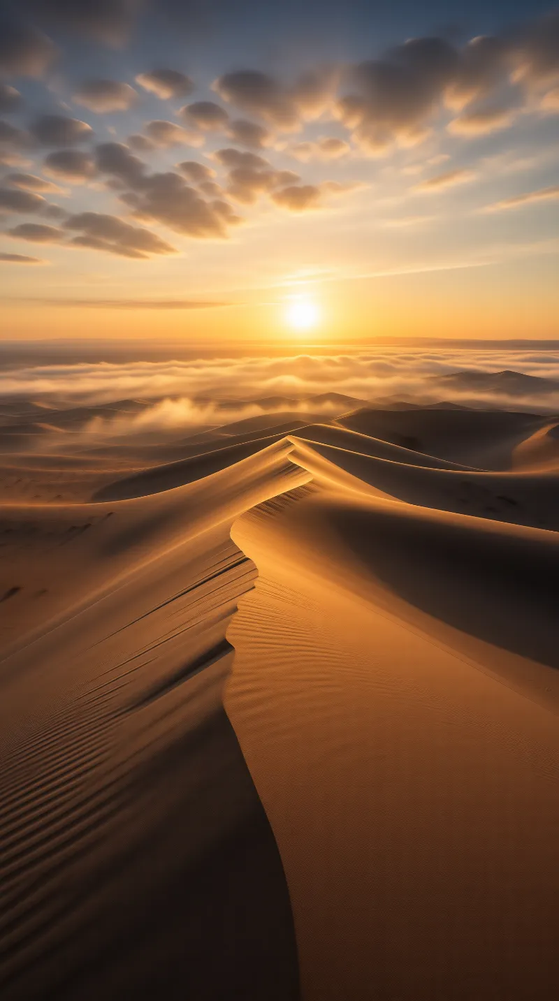 Golden Desert Dunes at Sunset