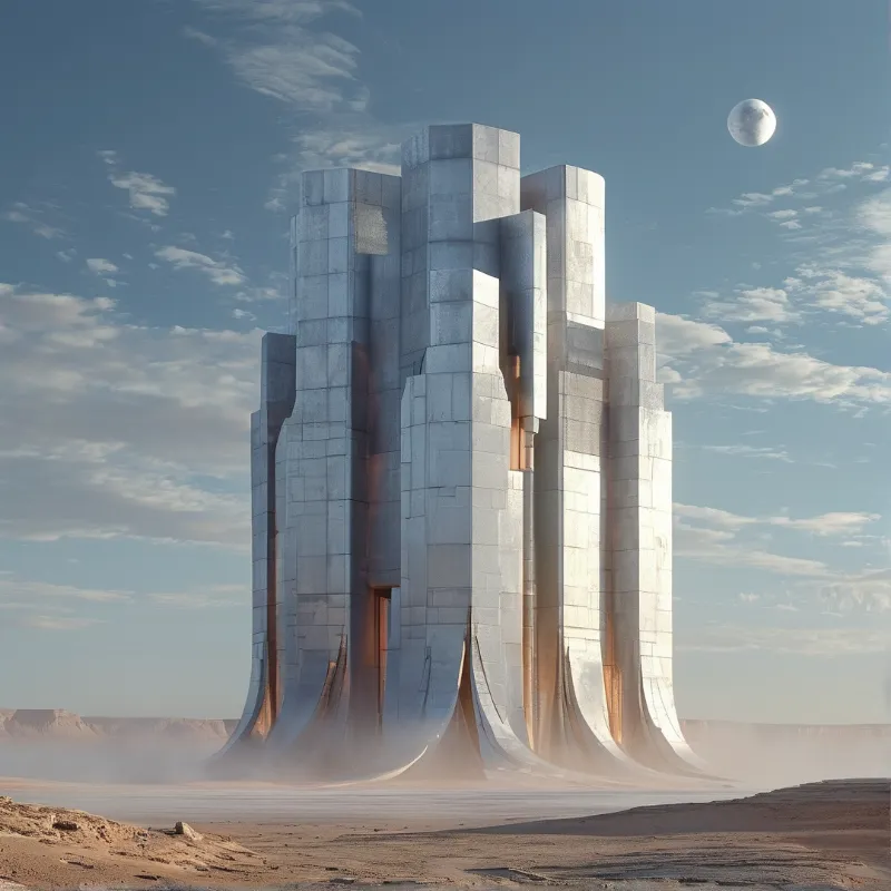 Futuristic Monolith in Desert