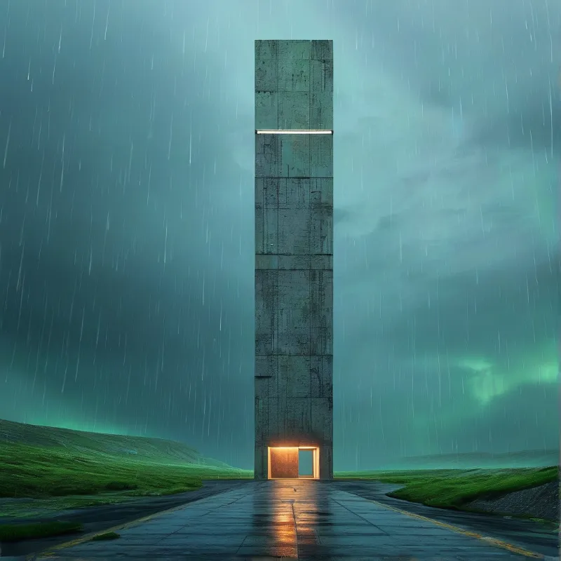 Monolith in the Rain