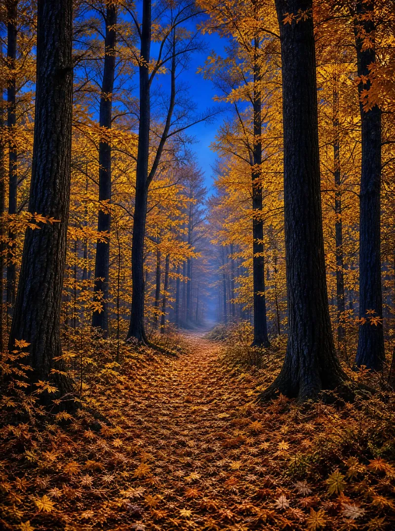 Golden Autumn Forest Path