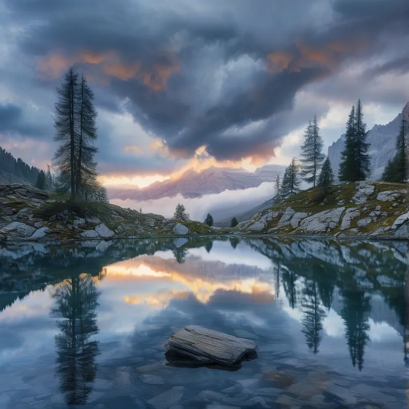 Mountain Lake at Sunset