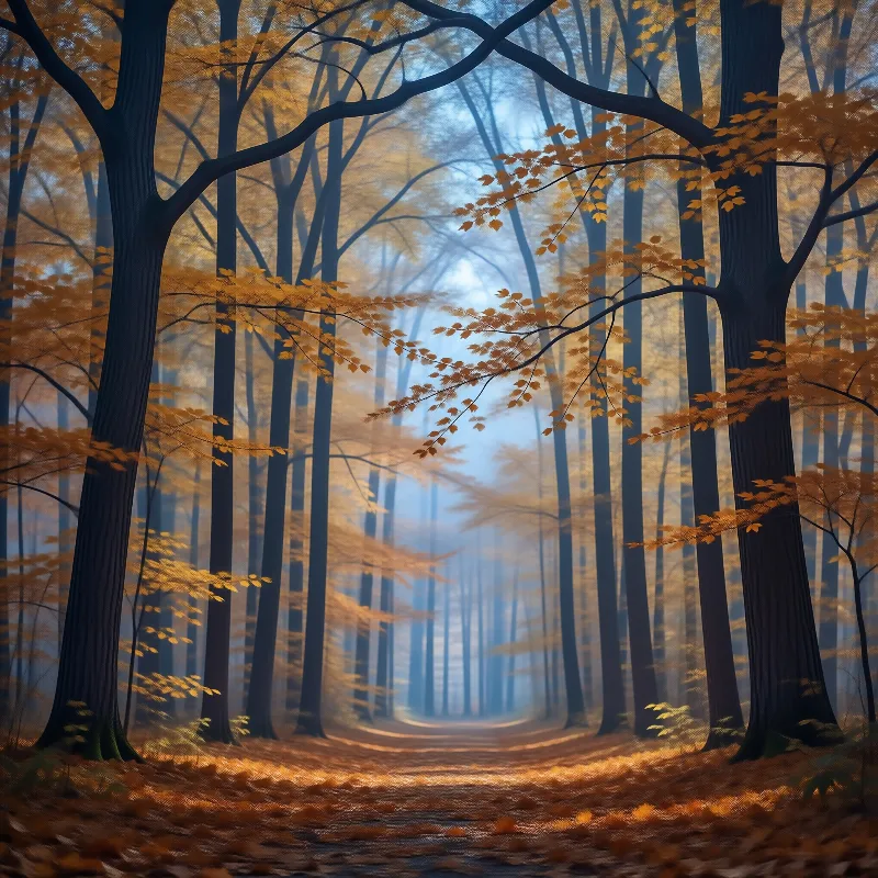 Misty Autumn Forest Path