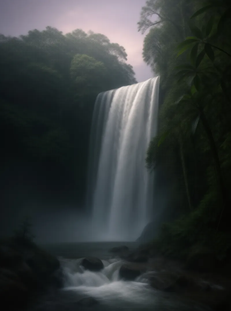 Misty Jungle Waterfall