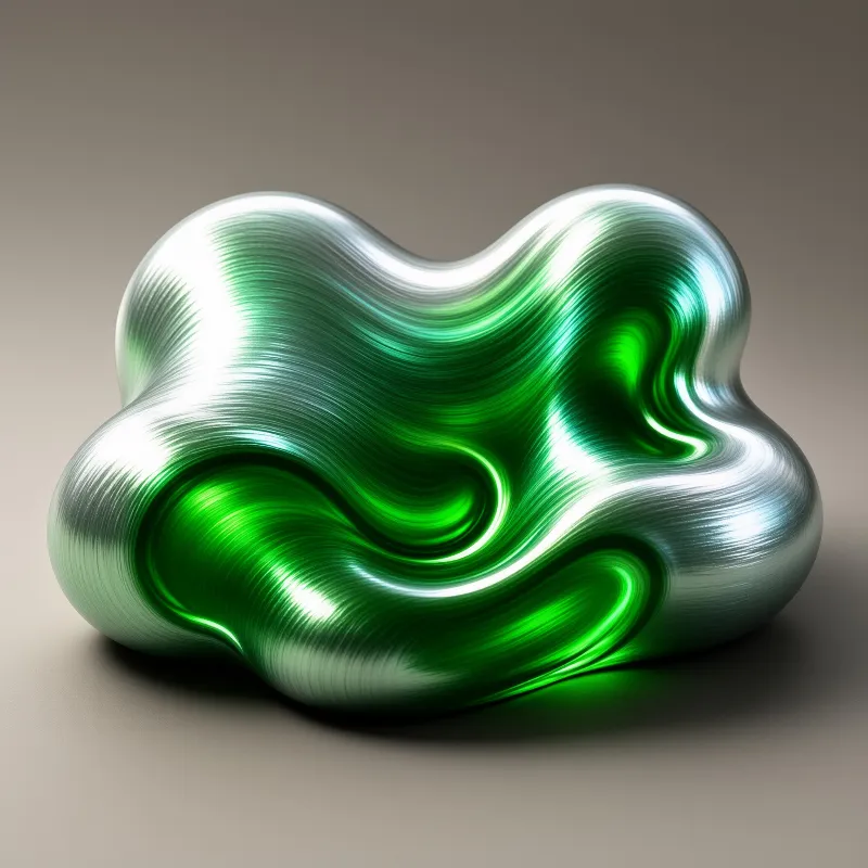 Emerald Chrome Bloom — Organic Form Study