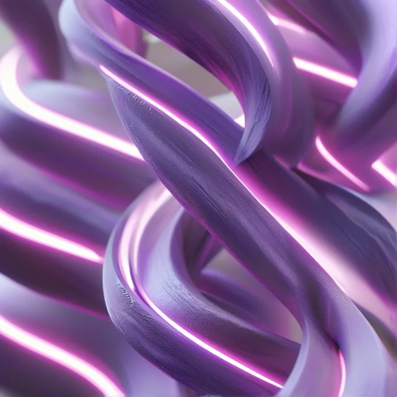 Intricate purple structures curve and overlap while emitting bright pinkish glow across the frame.