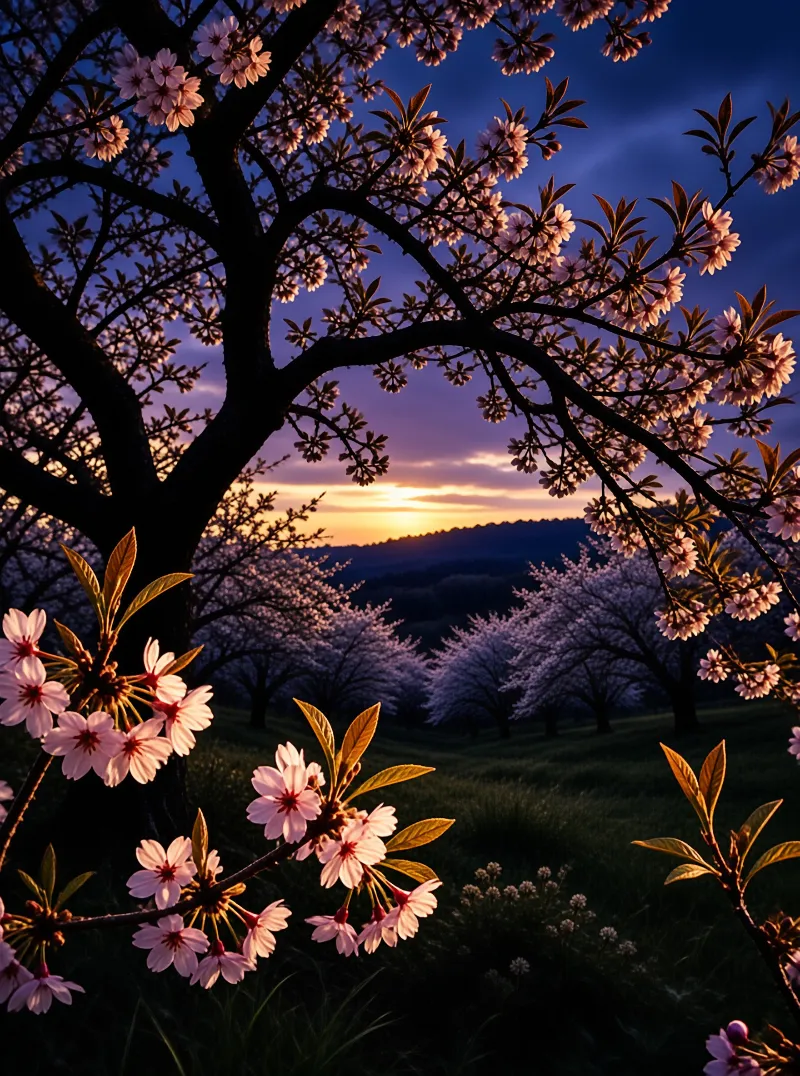 Cherry Blossoms at Dusk