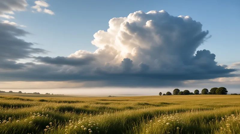 Dramatic Clouds Over Field