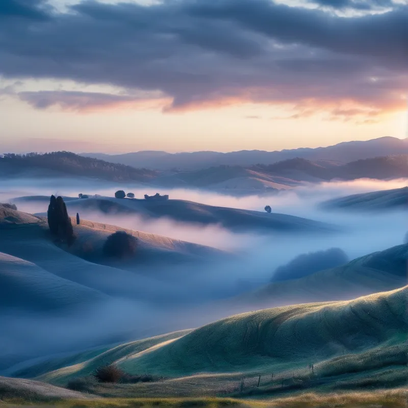 Misty Hills at Sunrise