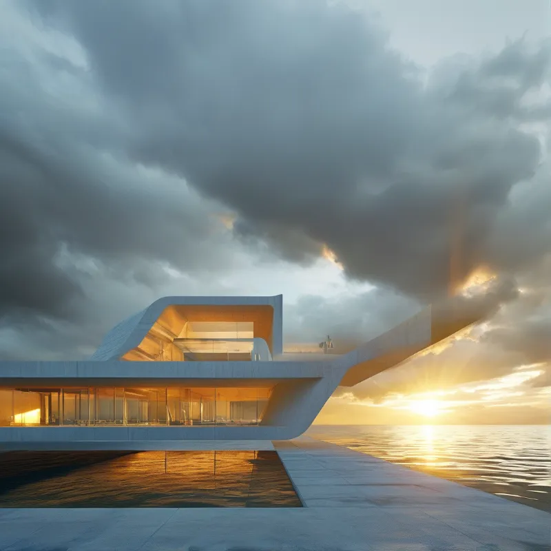 Futuristic Waterfront Pavilion