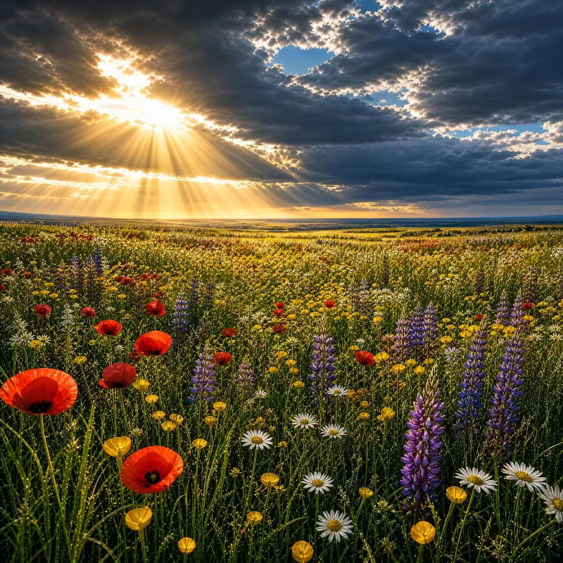Sunlit Wildflower Meadow