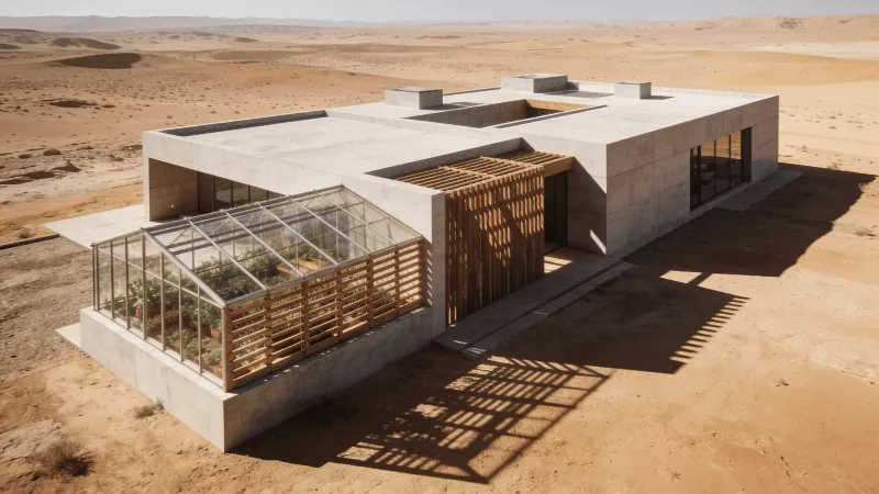 Greenhouse with Wooden Lattice — Desert Plain