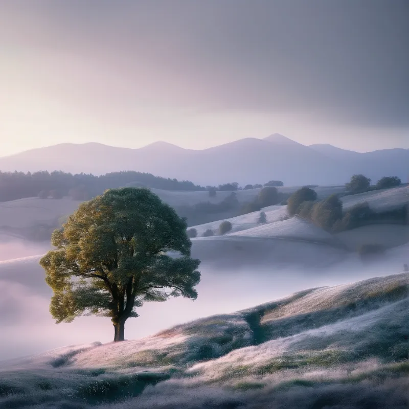 Misty Morning in Rolling Hills