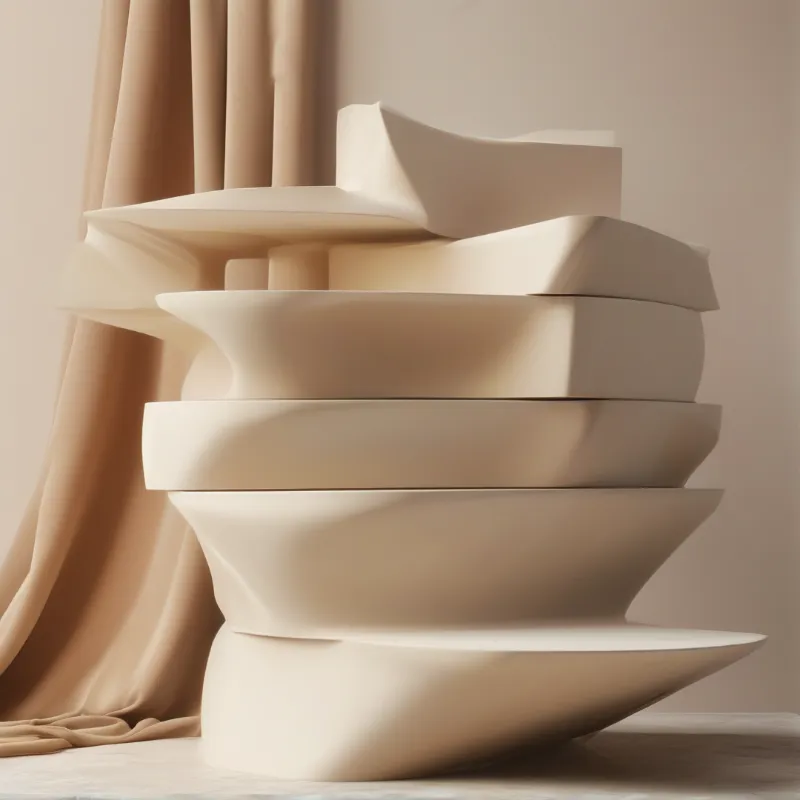 Stacked Organic White Bowls