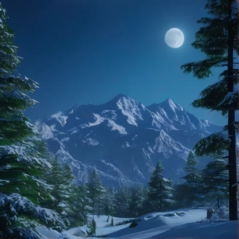 Moonlit Snowy Mountains