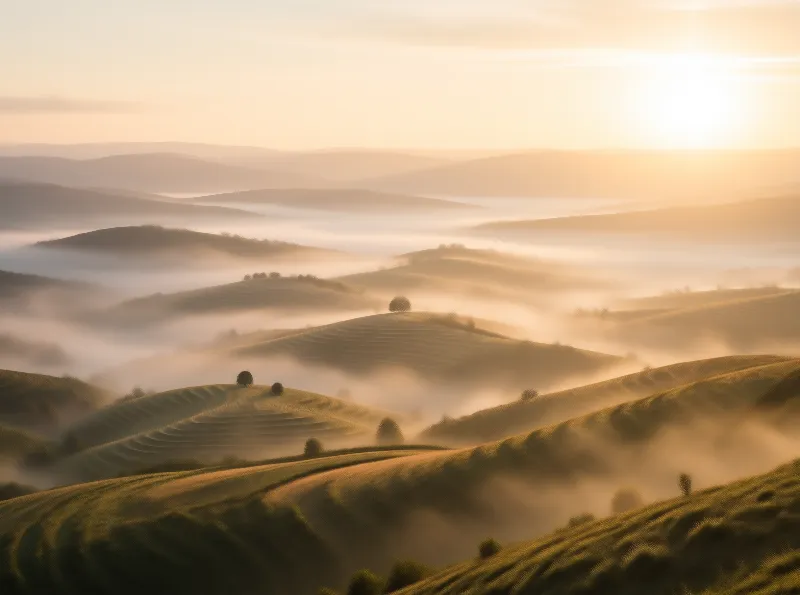 Misty Golden Hills Sunrise