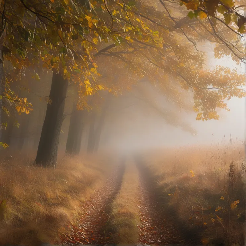 Misty Autumn Forest Path