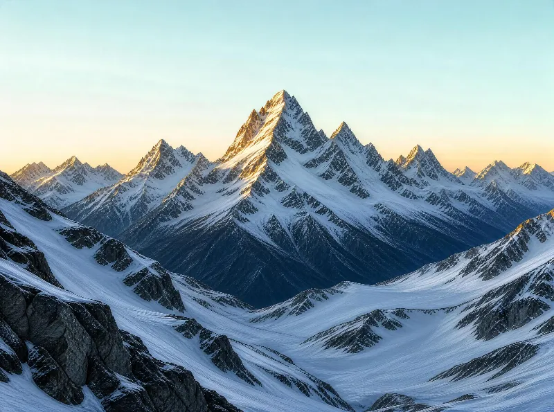 Golden Sunrise Over Snowy Peaks