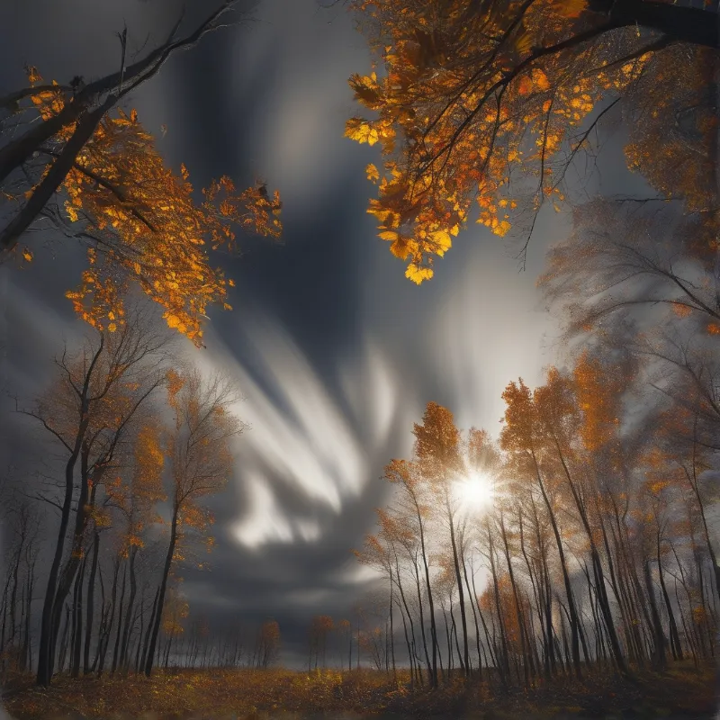 Sunlit Autumn Forest