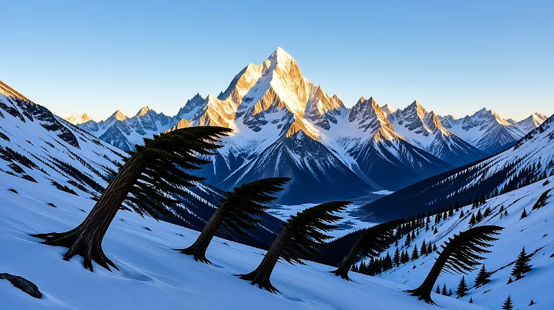 Snowy Peaks at Sunrise