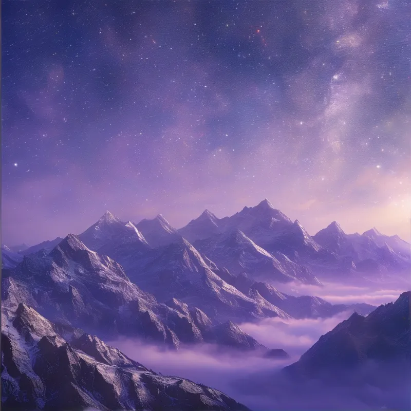 Snowy Peaks Under Stars