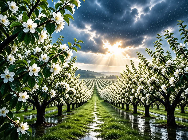 White Blossoms in the Rain
