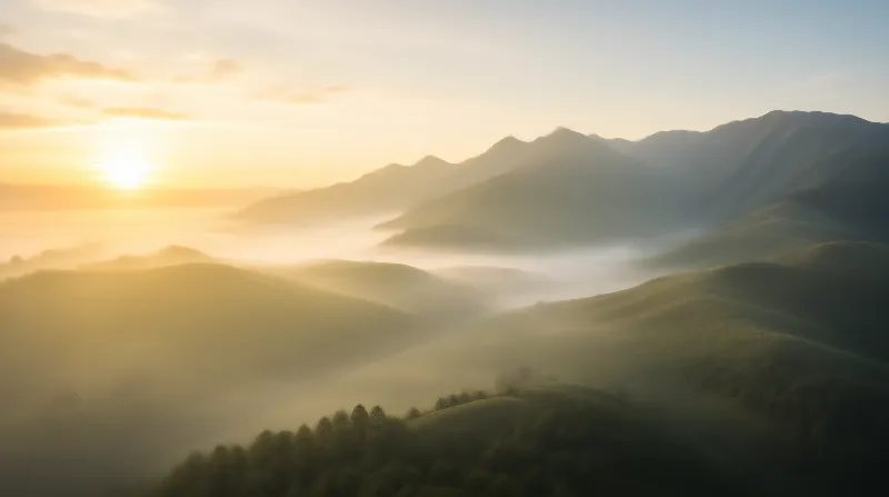 Misty Mountains at Sunrise