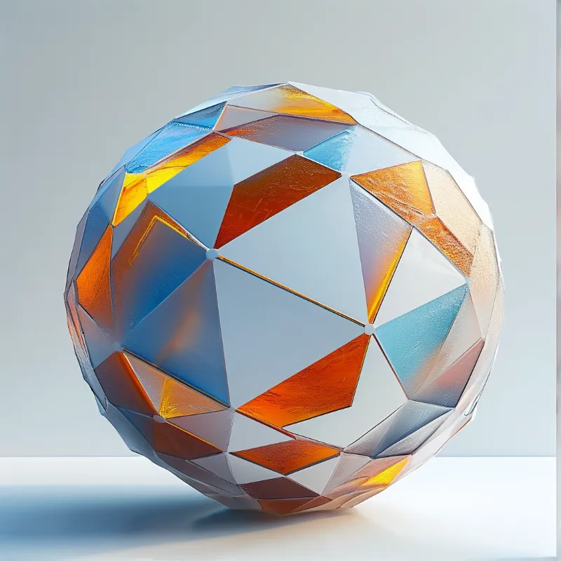 Frosted Glass Geometric Sphere — Minimalist Study