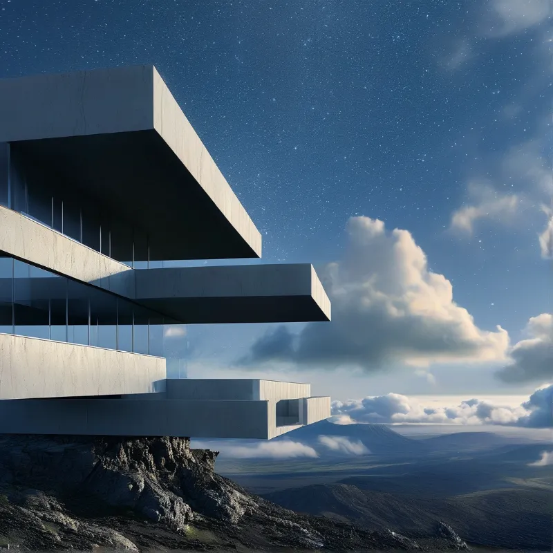 Futuristic Cliffside Building