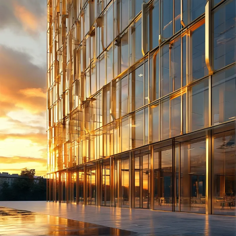 Glass Tower in Golden Light