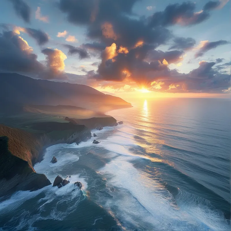 Sunset Over Coastal Cliffs