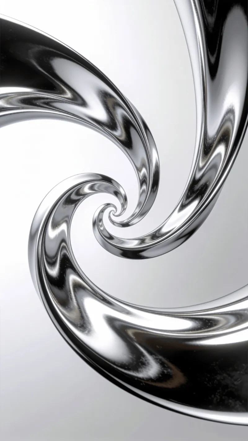 Elegant, Liquid Chrome Spiral