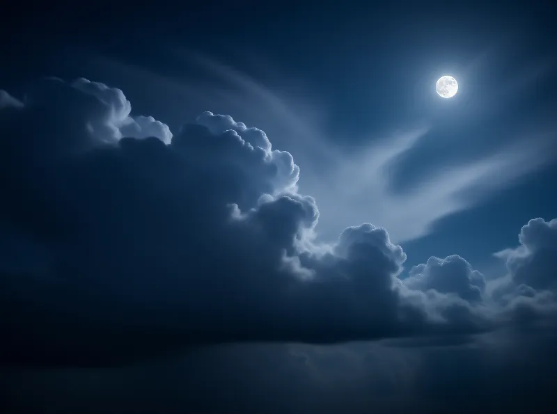 Moonlit Night Sky with Clouds
