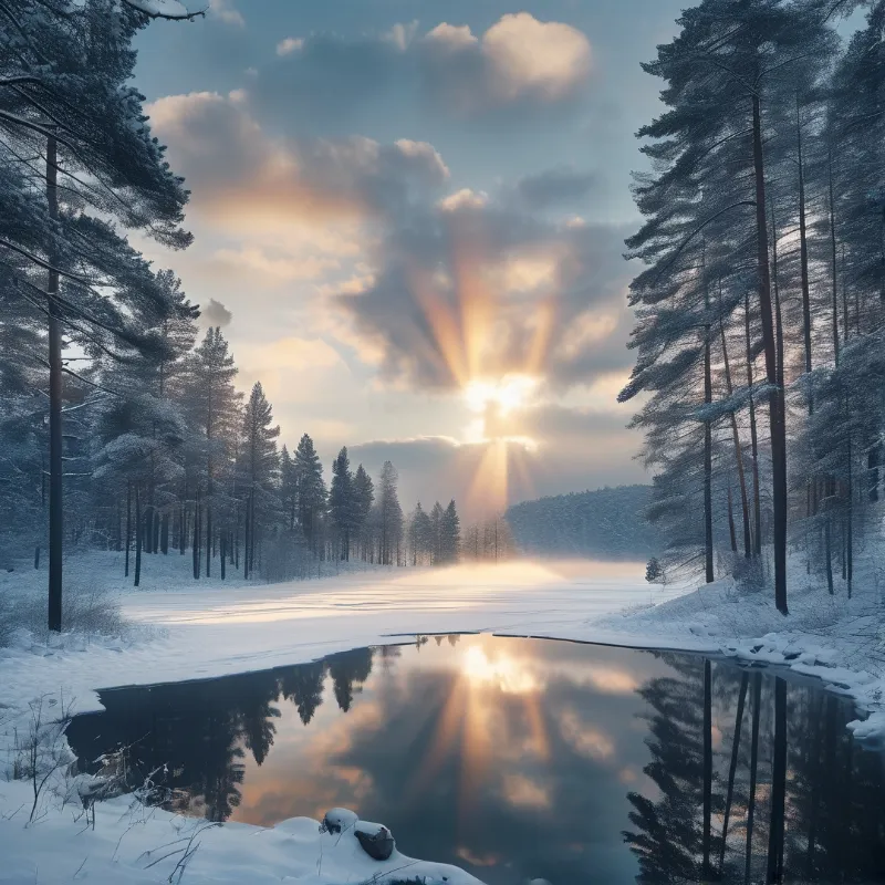Winter Sunburst Landscape
