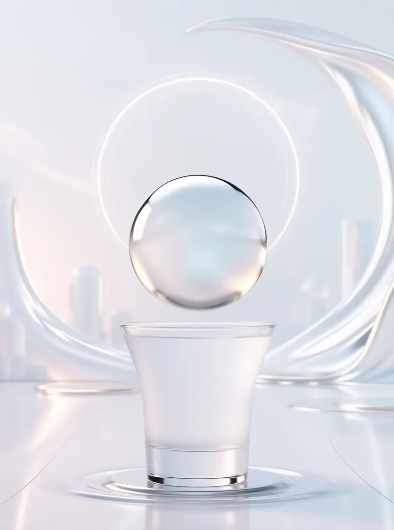 Floating Sphere Above Glass