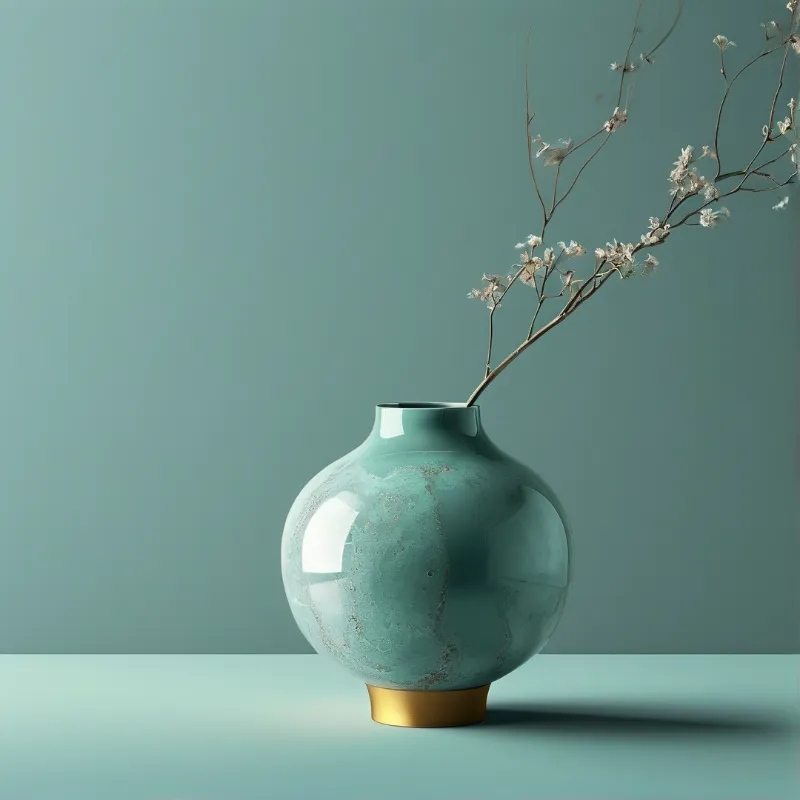 Teal Vase with Branch