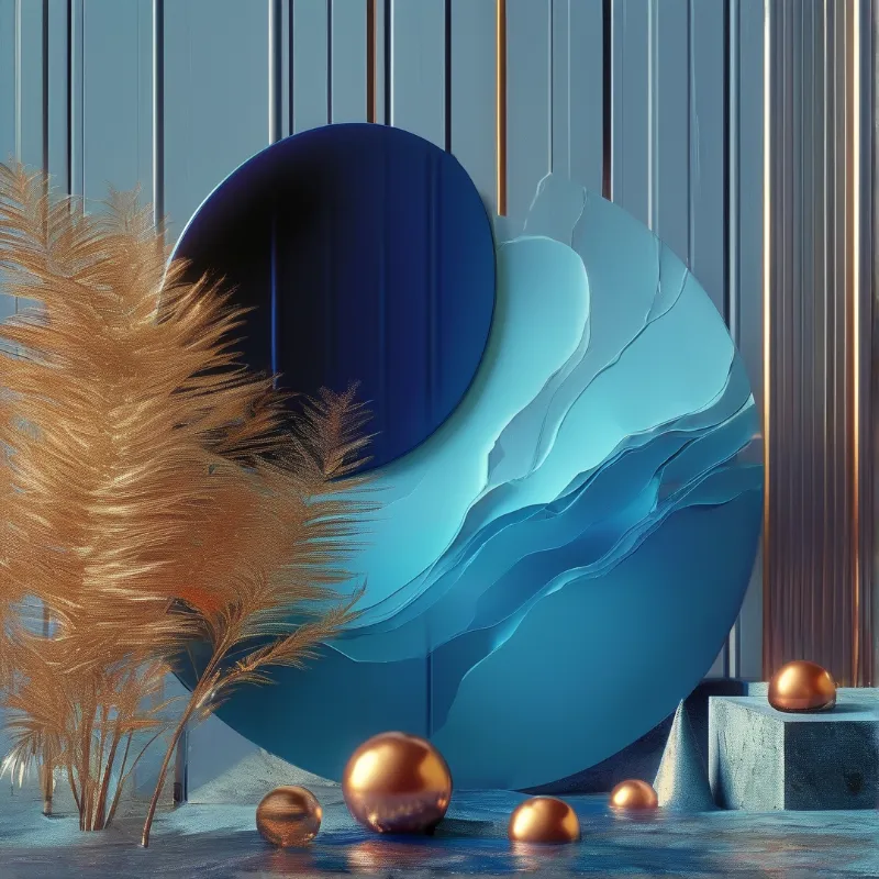 Abstract Blue and Gold Scene